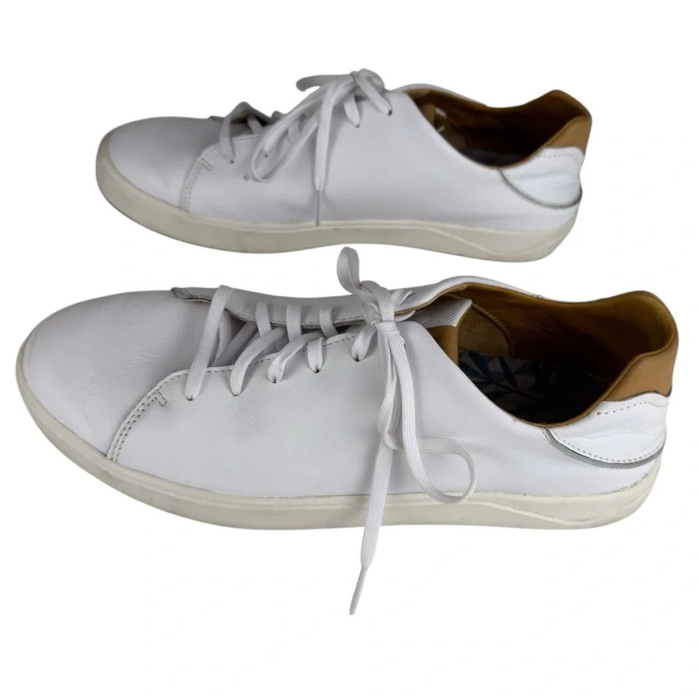 Olu Kai Men's Lae'ahi Li 'lli White Leather Drop Heel Casual Sneaker size 11.5 - Picture 4 of 9